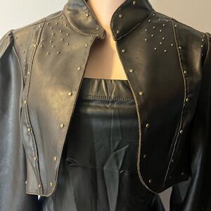 Studded Dark Chocolate Leather Jacket
